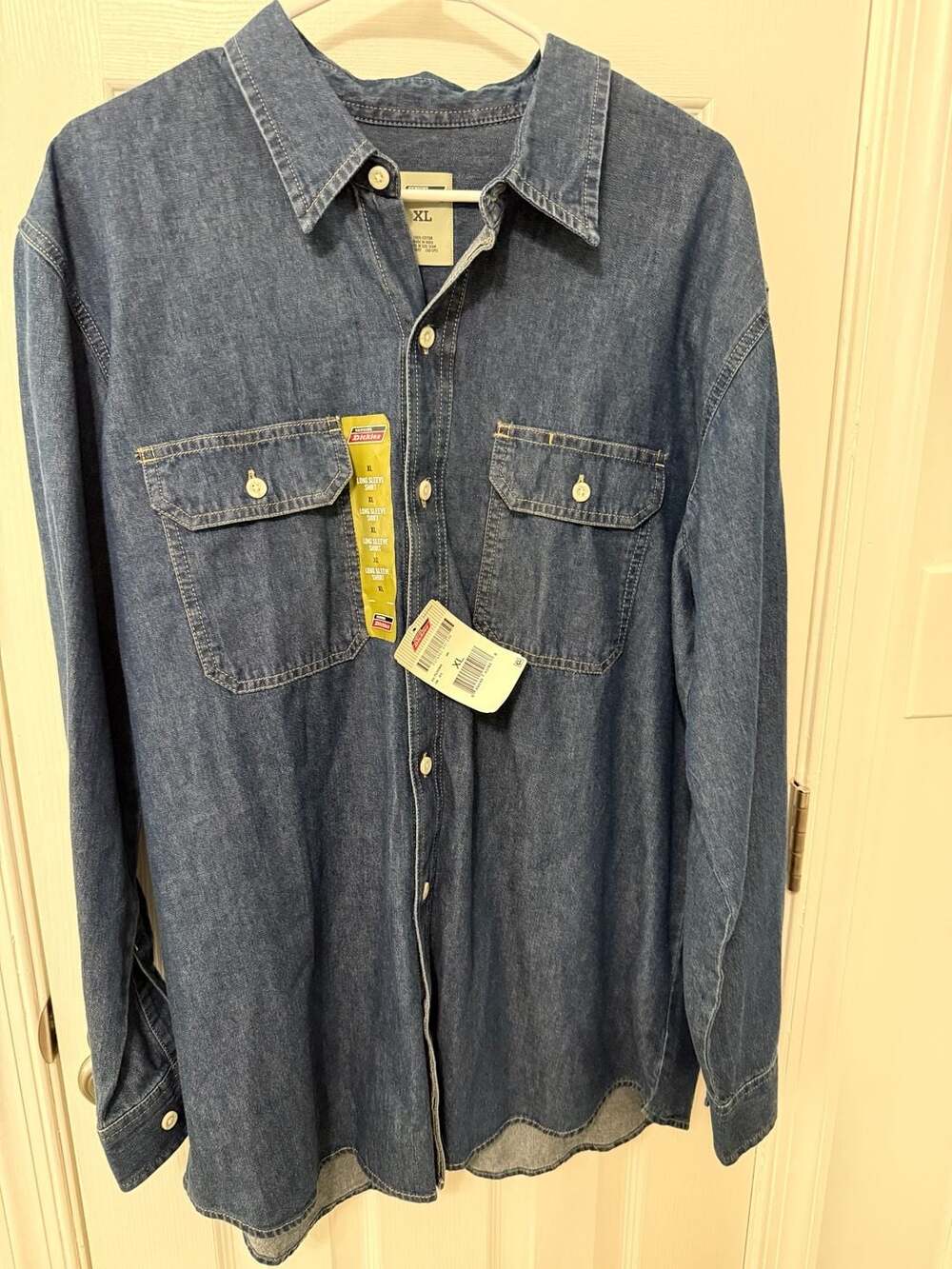 Genuine Dickies Long Sleeve Denim Shirt Size XL Blue Cotton Workwear